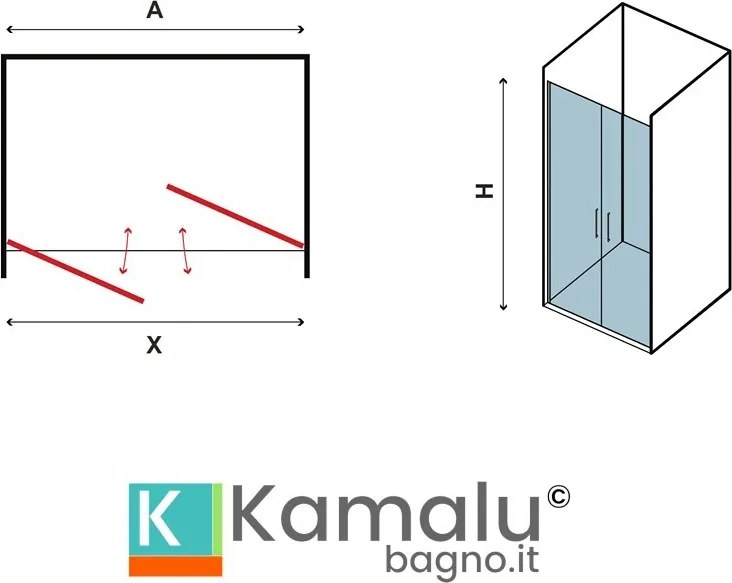 Doccia nicchia doppio battente 70cm altezza 190 cm | KS2800-SALOON - KAMALU
