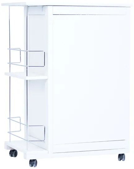 Carrello da cucina GIADA con 4 cassetti e portabottiglie Bianco