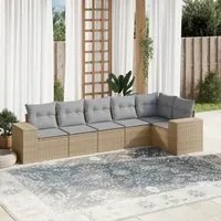 Set Divano da Giardino 6 pz con Cuscini Beige in Polyrattan 3254926