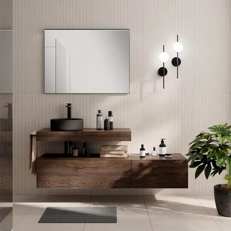 Mobile da bagno sotto lavabo Step noce L 100.3 x H 30 x P 46 cm 1 cassetto, lavabo non incluso