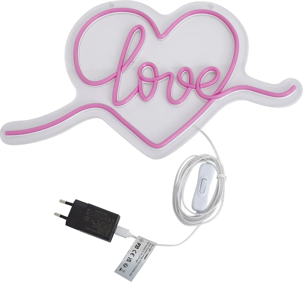 Lampada da parete al neon rosa con LED - Love