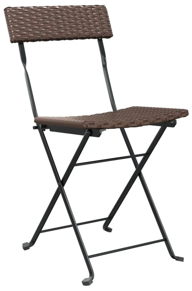 Sedie pieghevoli da bistrò 2 pz marroni polyrattan e acciaio