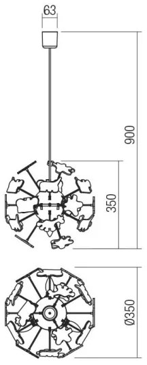 Redo 04-515 -Lampadario a sospensione per bambini SAFARI 4xE14/28W/230V diametro 35 cm colorato