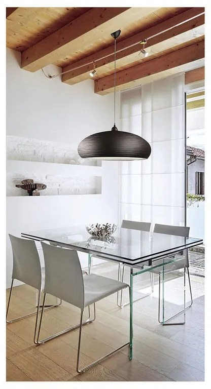 Lampadario Moderno Lodge trasparente paralume marrone E27 Ø60cm LA MIA LUCE