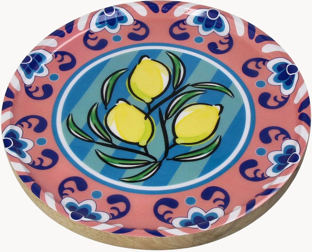 Set di 6 piatti decorativi in legno di mango Lemon