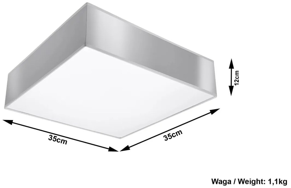 Plafoniera Quadrata in PVC da Soffitto 2xE27 HORUS 35 Grey da interno
