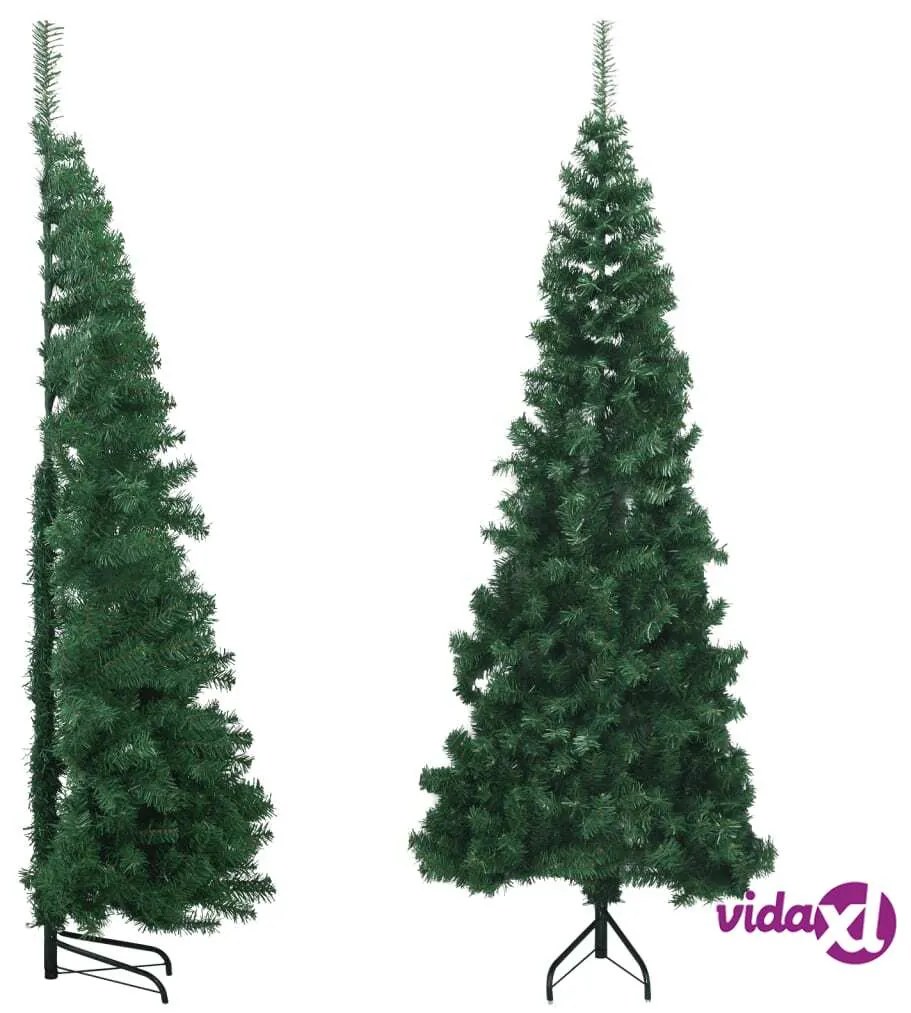 vidaXL Albero di Natale per Angolo con Supporto Verde 240 cm in PVC
