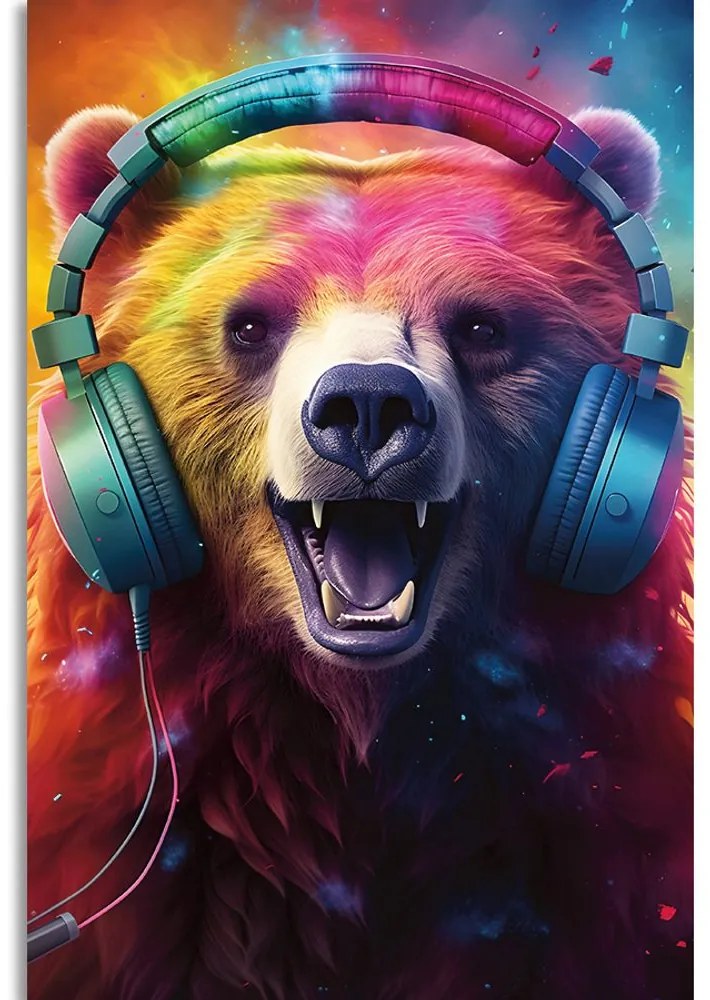 Quadro su tela – Orso con cuffie