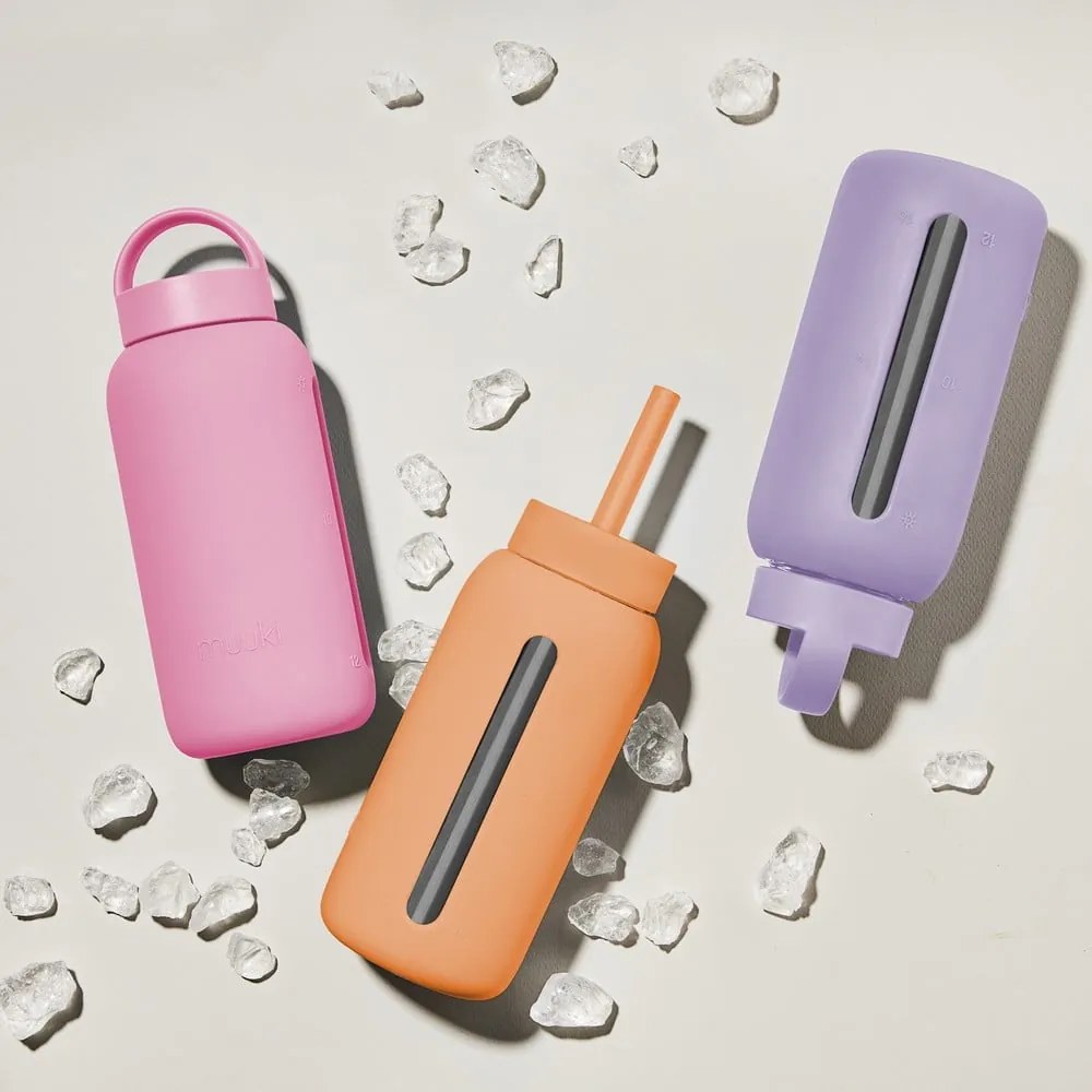 Cannuccia in silicone con scopino per pulizia e tappo inclusi Tropical Papaya Mini – Muuki