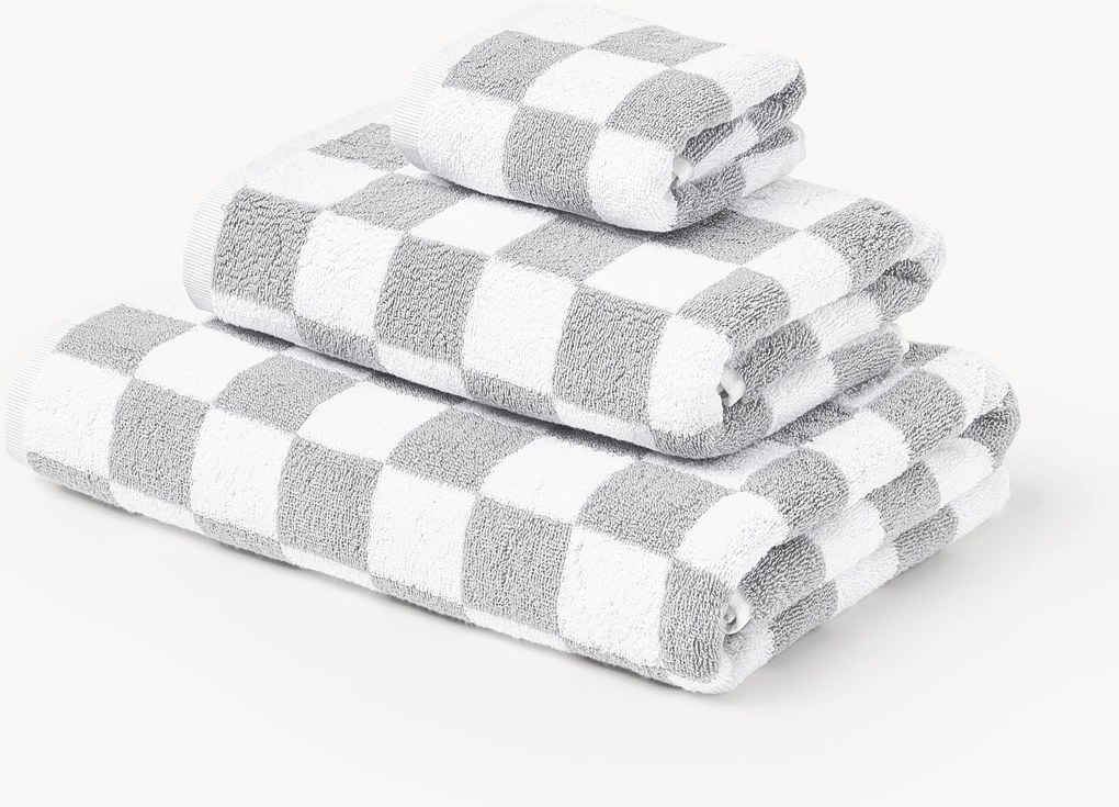 Westwing Crosby Studios, Set di asciugamani in cotone Damier, varie misure