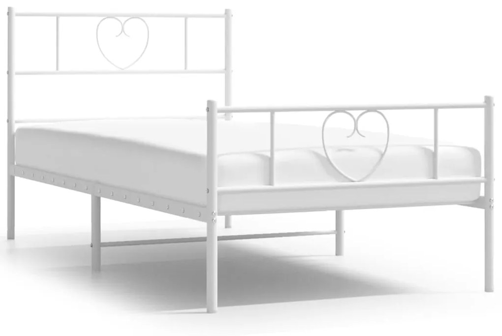 Giroletto con testiera e pediera metallo bianco 100x190 cm