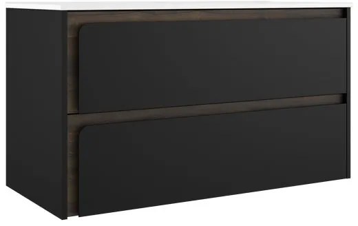 Mobile da bagno sotto lavabo VISOBATH Indico nero laccato opaco L 100 x H 55 x P 45 cm 2 cassetti, lavabo non incluso