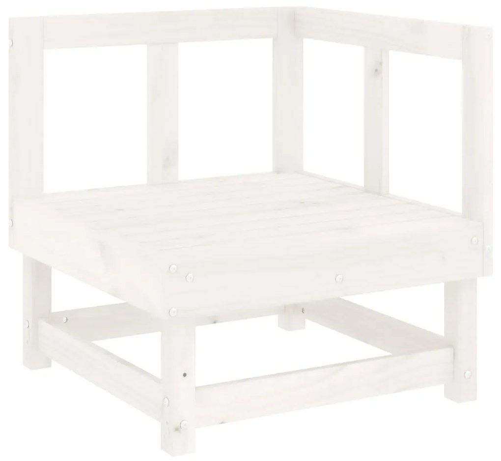 Set salotto da giardino 7 pz bianco in legno massello di pino