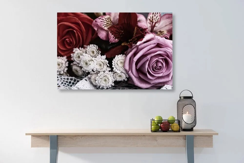 Quadro su tela – Bouquet di rose retrò