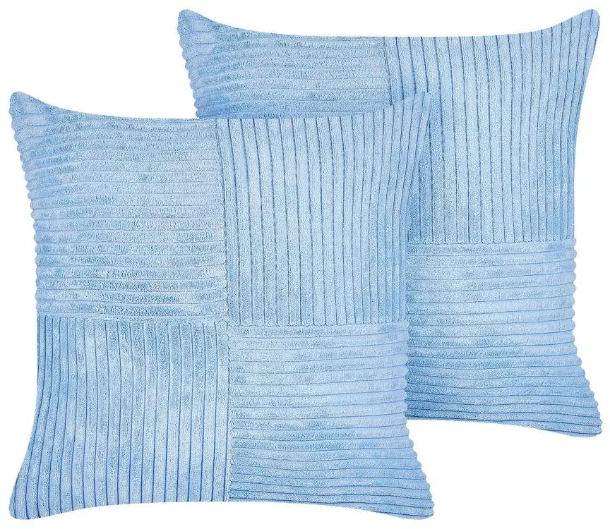 Set di 2 cuscini velluto a coste blu 43 x 43 cm MILLET Beliani