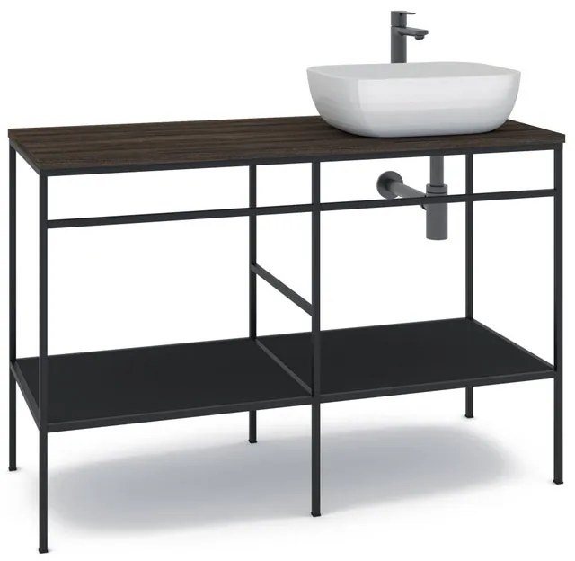 Mobile sottolavabo e lavabo Outline per vasca centrale nero L 120 x H 92 x P 45.5 cm