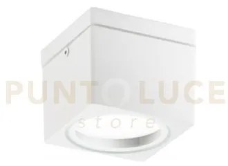 Plafoniera tower bianca quadrata 1 luce attacco gx53 ip54 9x9x7,2cm