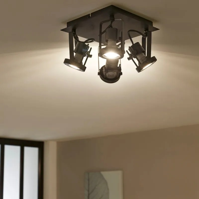 Faretto decorativo senza fonte luminosa 4 luci Technic nero opaco in ferro GU10 42W INSPIRE