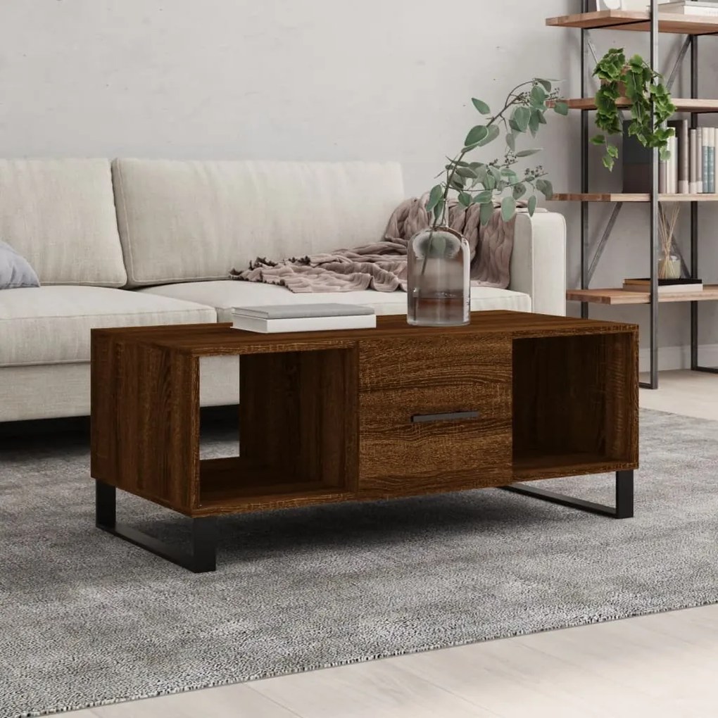 Tavolino Salotto Rovere Marrone 102x50x40 Cm Legno Multistrato /