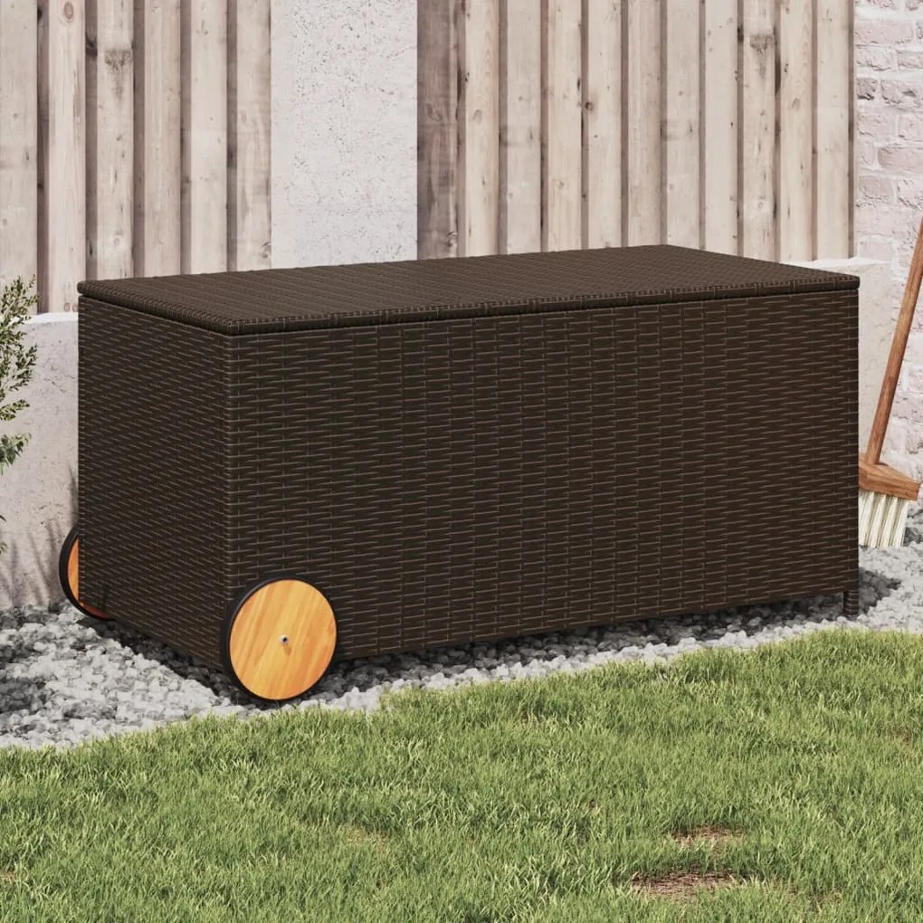 Contenitore Da Giardino Con Ruote Marrone 190l İn Polyrattan /