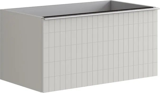 Cassettiera Pixel con 2 cassetti frontale grid laccato opaco Beige Greige e maniglia alluminio brillante L80 x H40 x P45,5cm