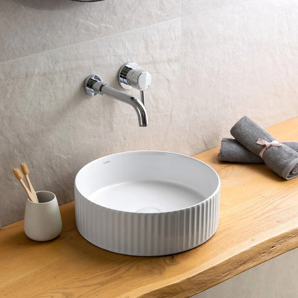 Lavabo D'Appoggio 36 Cm Karag Bianco Lucido