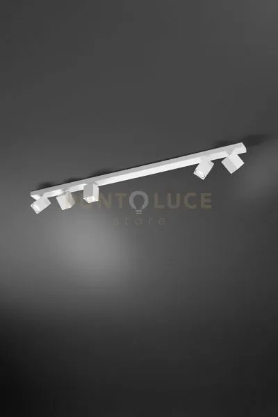 Plafoniera in alluminio colore bianco oddy attacco 5 luci gu10  ori...