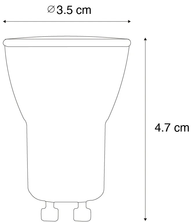 Set di 5 lampadine LED GU10 dimmerabili a 3 livelli 35mm 4W 200 lm 2200K