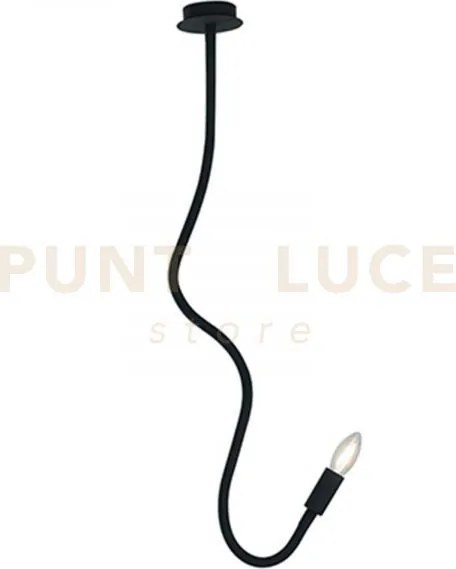 Plafoniera lover nera 1 luce attacco e14 10x10x100cm in metallo e s...