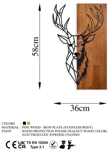 Decorazione da muro 36x58 cm cervo
