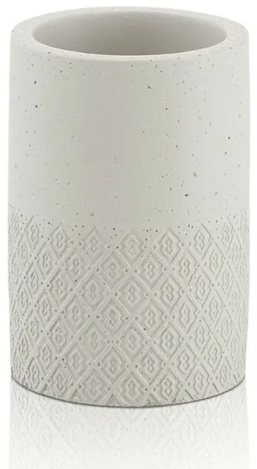 Portaspazzolini bagno grigio in cemento e bambù serie Gedy Afrodite