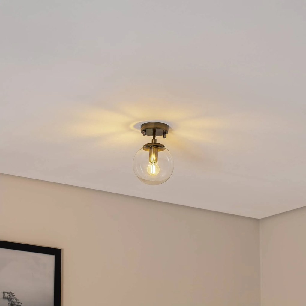 Opviq Plafoniera Atmaca 10215, color oro antico, vetro trasparente Ø 15 cm