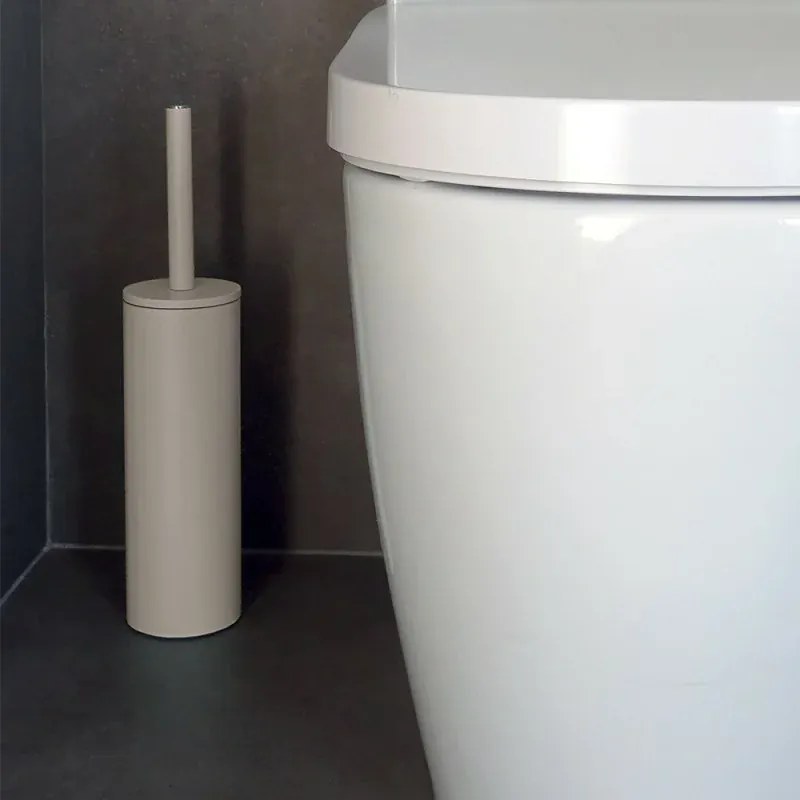 Set pattumiera 5lt a pedale e portascopino in acciaio tortora opaco Axin