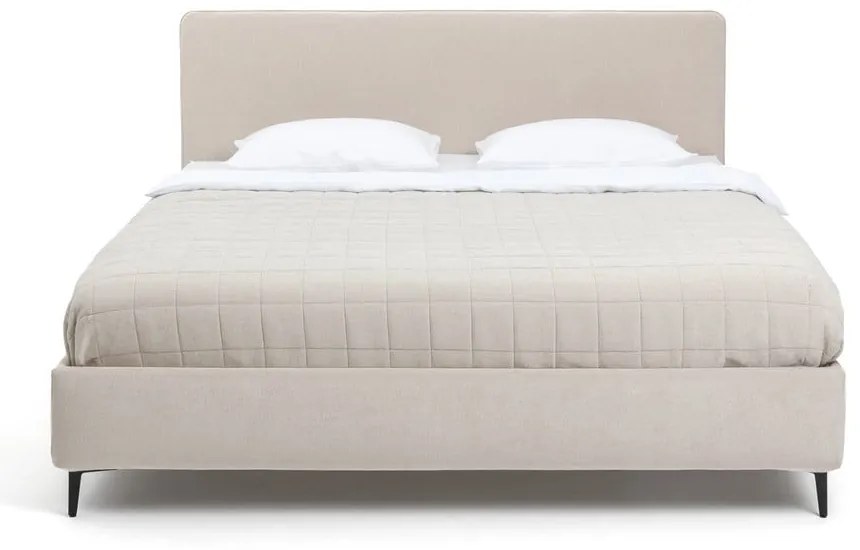 Letto matrimoniale imbottito beige con rete inclusa 180x200 cm Noira Slim – Bonami Selection