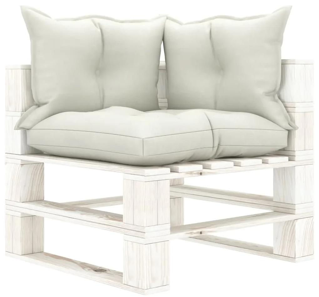 Set divani da giardino pallet 6 pz con cuscini beige in legno