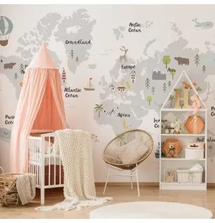 Carta da parati - Minimalist Map for Childrens Room Standard 400x280