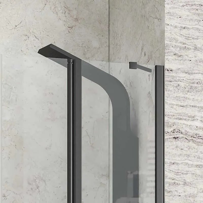 Kamalu - Porta doccia 180 cm colore nero doppio battente e ante fisse | KPX7000N