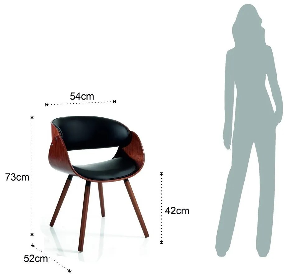 Sedia da pranzo nera/marrone scuro in imbottito con braccioli Visby Evo – Tomasucci