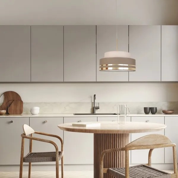 Lampadario a sospensione con filo TAMI 1xE27/60W/230V beige/marrone/oro