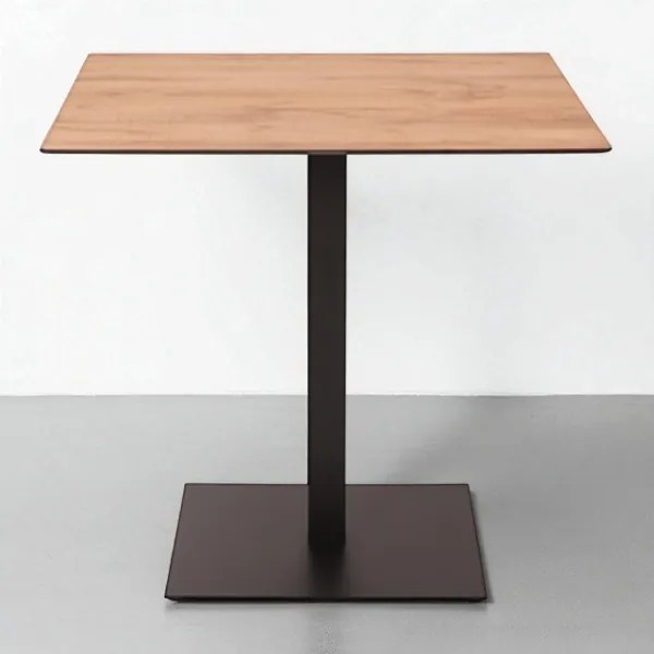 Tavolo quadrato da bar pub ristorante per esterno 80x80 cm piano in HPL Rovere Nodato H 106