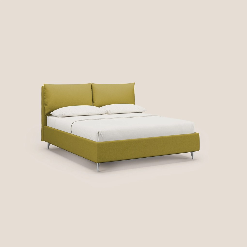Elsa letto imbottito con vano contenitore in tessuto smacchiabile T05 giallo