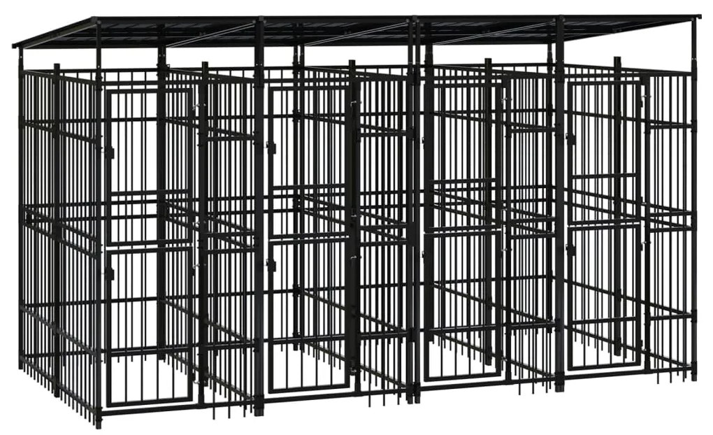 Gabbia Per Cani Da Esterno Con Tetto İn Acciaio 7,37 M² /