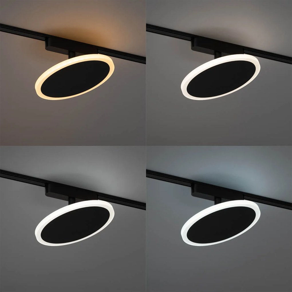 Faretto moderno nero per sistema binario monofase con LED incluso - Magnetic Puk