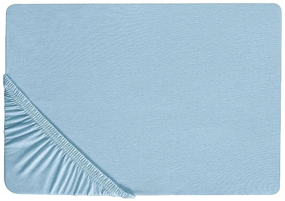 Lenzuolo con angoli cotone azzurro 140 x 200 cm HOFUF Beliani