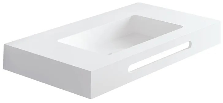 Lavabo sospeso rettangolare Zen 60 L H 10 x P 46 cm in acrilico bianco opaco