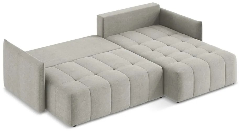 Divano angolare grigio chiaro allungabile/con contenitore (con penisola a destra/con chaise lounge) Moku – Makamii