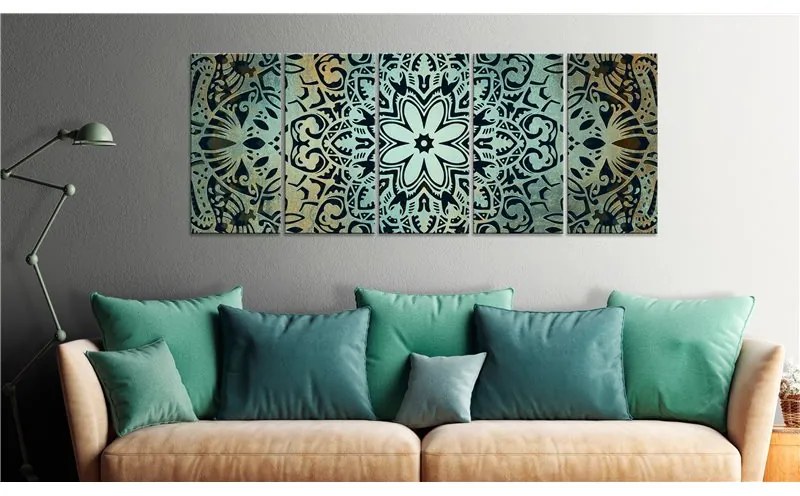 Quadro Green Mandala  Colore Nero, Dimensioni e Misure 225x90