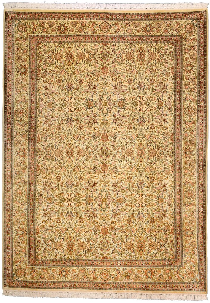 Cashmere Silk Tappeto 160 x 220 Beige (Indian) Annodato A Mano