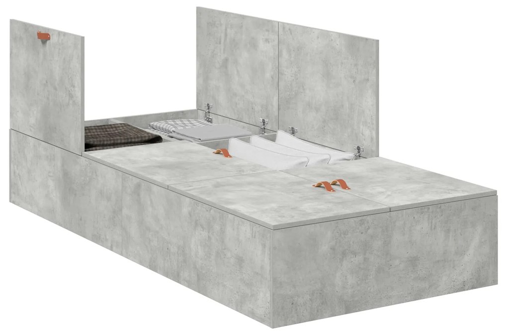 Struttura letto grigio cemento cemento singolo durevole
