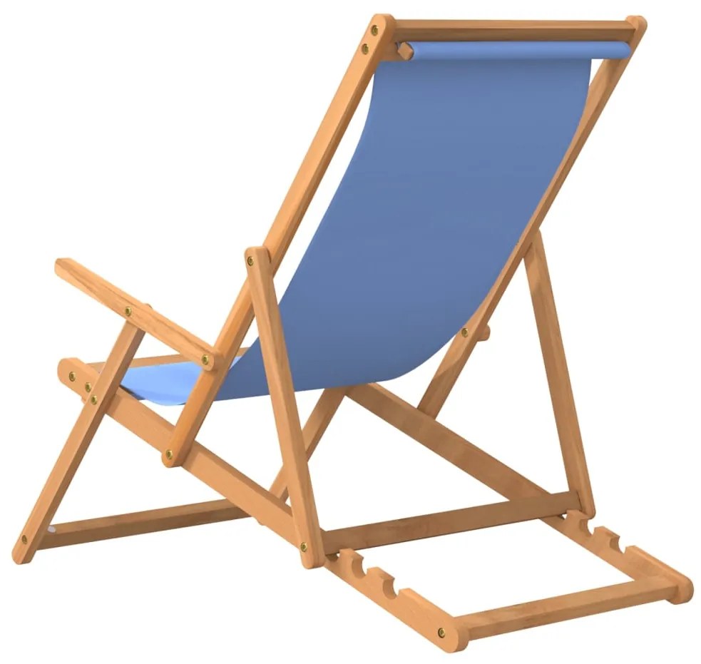 Sdraio pieghevole da spiaggia in legno massello di teak blu